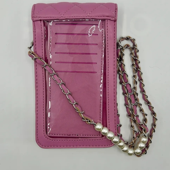 Elegant Magenta Quilted Crossbody Bag with Chain Strap - Picture 2 of 3